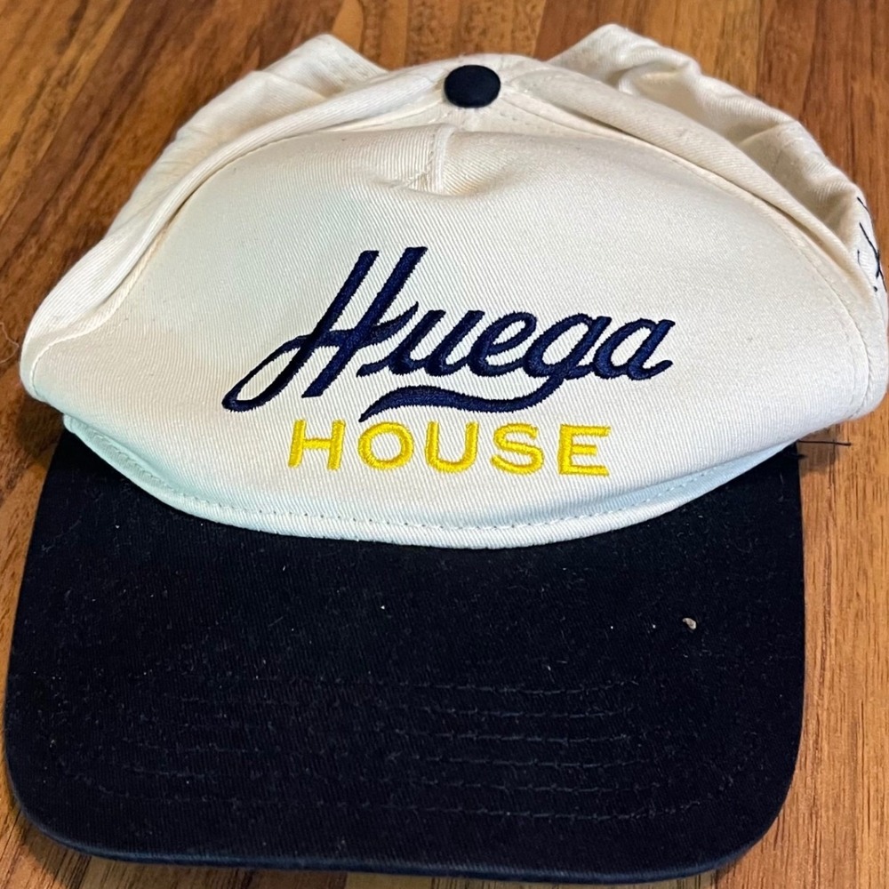 Huega House Snapback Hat Mens OS Cream Navy Blue Embroidered Trucker Cap